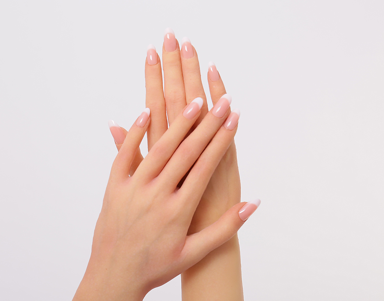 8#PALE PINK(WHITE FINGERTIP ROUND SHAPE)S,